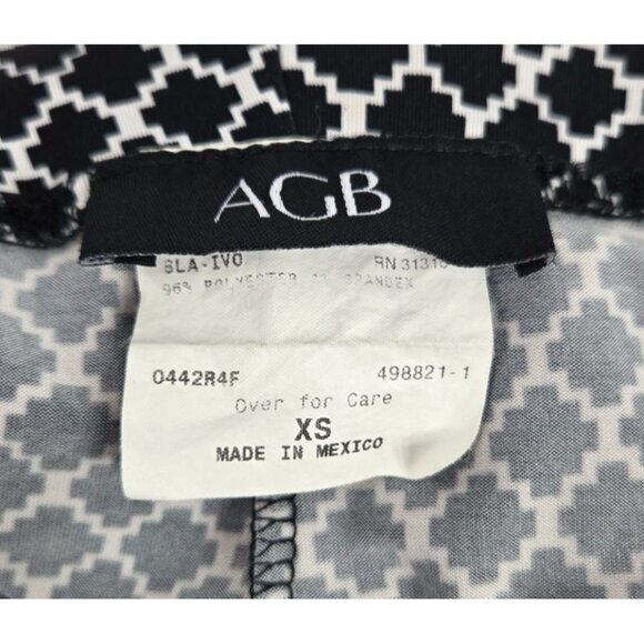 Black &‎ White Geometric Print Womens Pants By AGB XS Y2K Poly Spandex - Picture 2 of 8